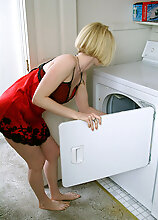 Blonde Milf Gets Hot Doing Laundry So She Strips Naked