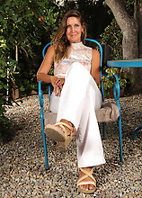 Fantastic 50 Year Old La Valkenberd Shows Off Her Stuff Outdoors