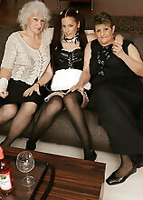 Three Old And Young Lesbian Lovers Have A Party