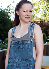 Annabelle Lee Takes Off Her Overalls And Flashes Those Perky Breasts