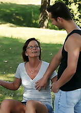 This Horny Housewife Loves Fucking Two Guys In The Woods