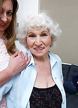 Hairy Granny And Mature Slut Share One Hard Throbbing Cock